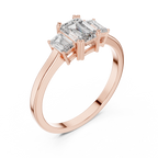 Three Stone Emerald Cut Diamond Engagement Ring 0.87 CTW