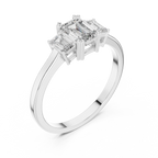 Three Stone Emerald Cut Diamond Engagement Ring 0.87 CTW