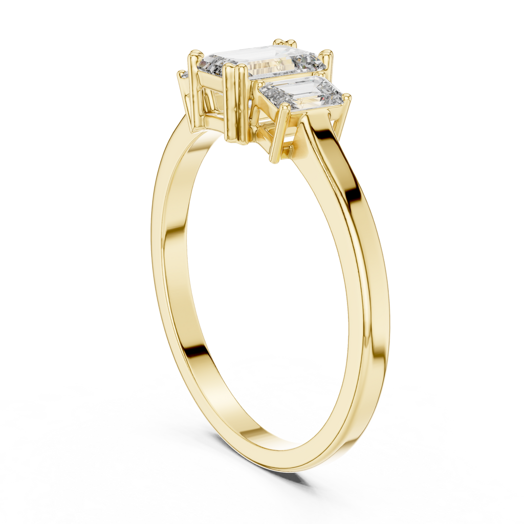 Three Stone Emerald Cut Diamond Engagement Ring 0.87 CTW