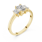 Three Stone Emerald Cut Diamond Engagement Ring 0.87 CTW