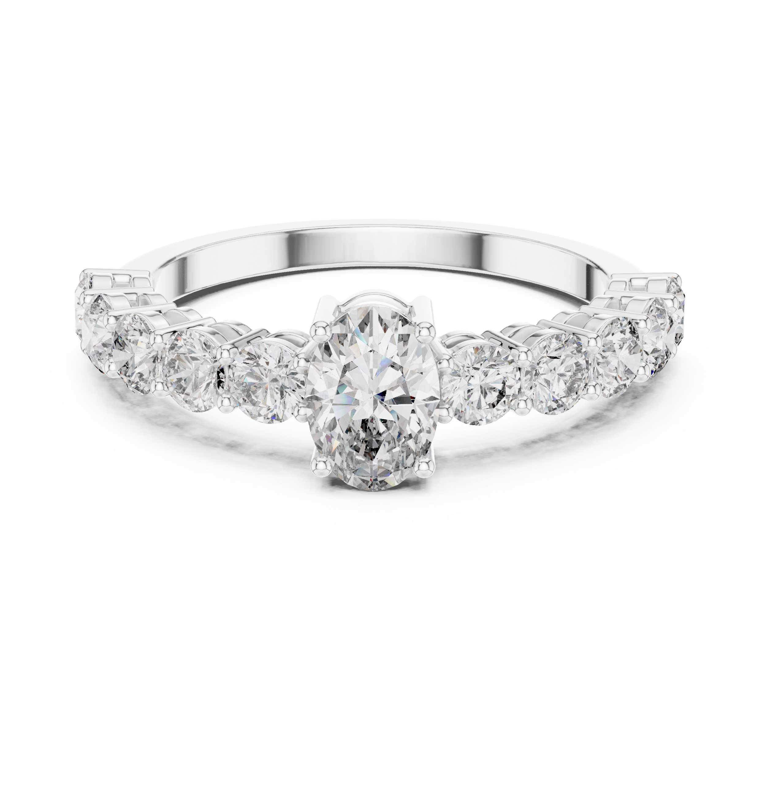 Oval Diamond Half Eternity Ring 2.30 CTW