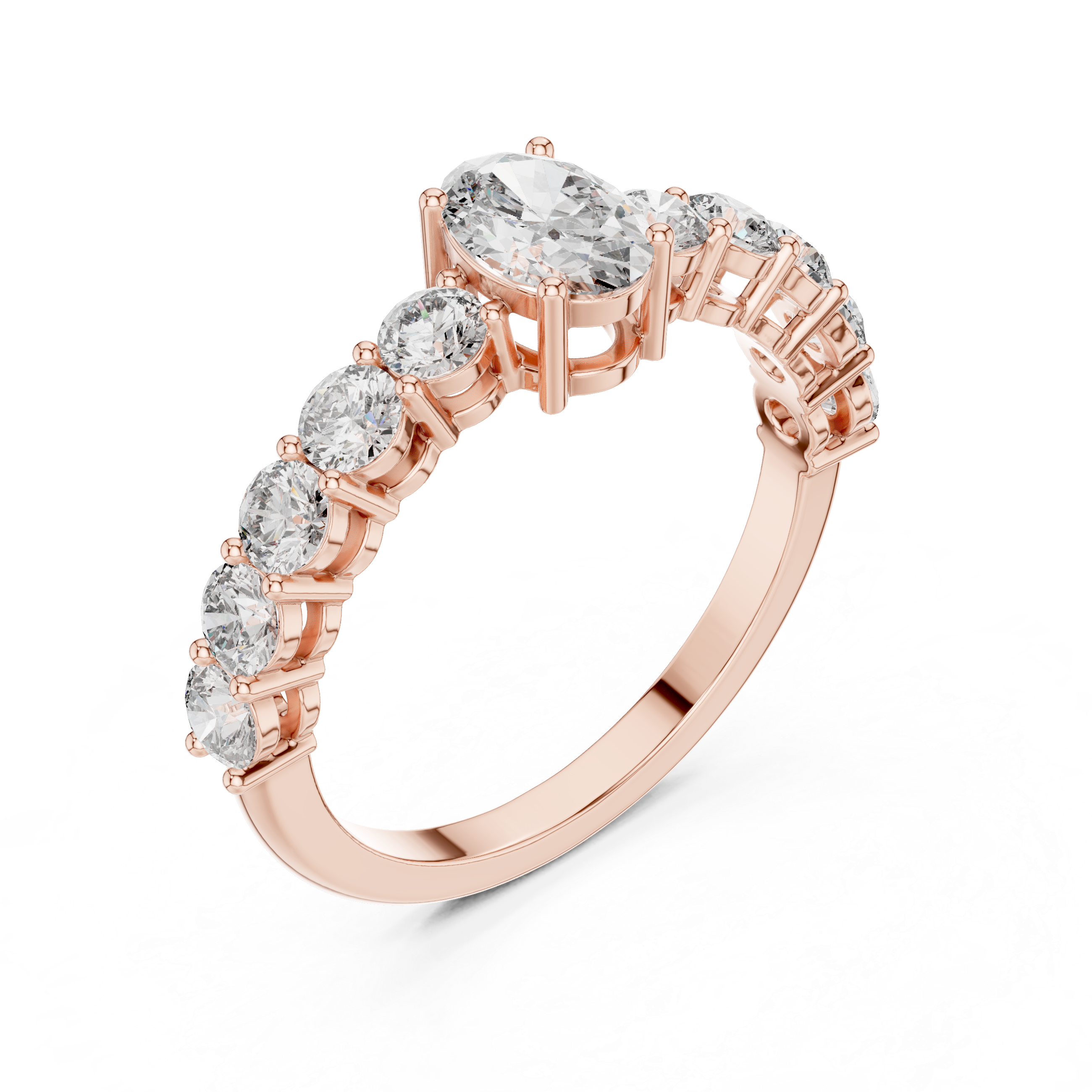 Oval Diamond Half Eternity Ring 2.30 CTW