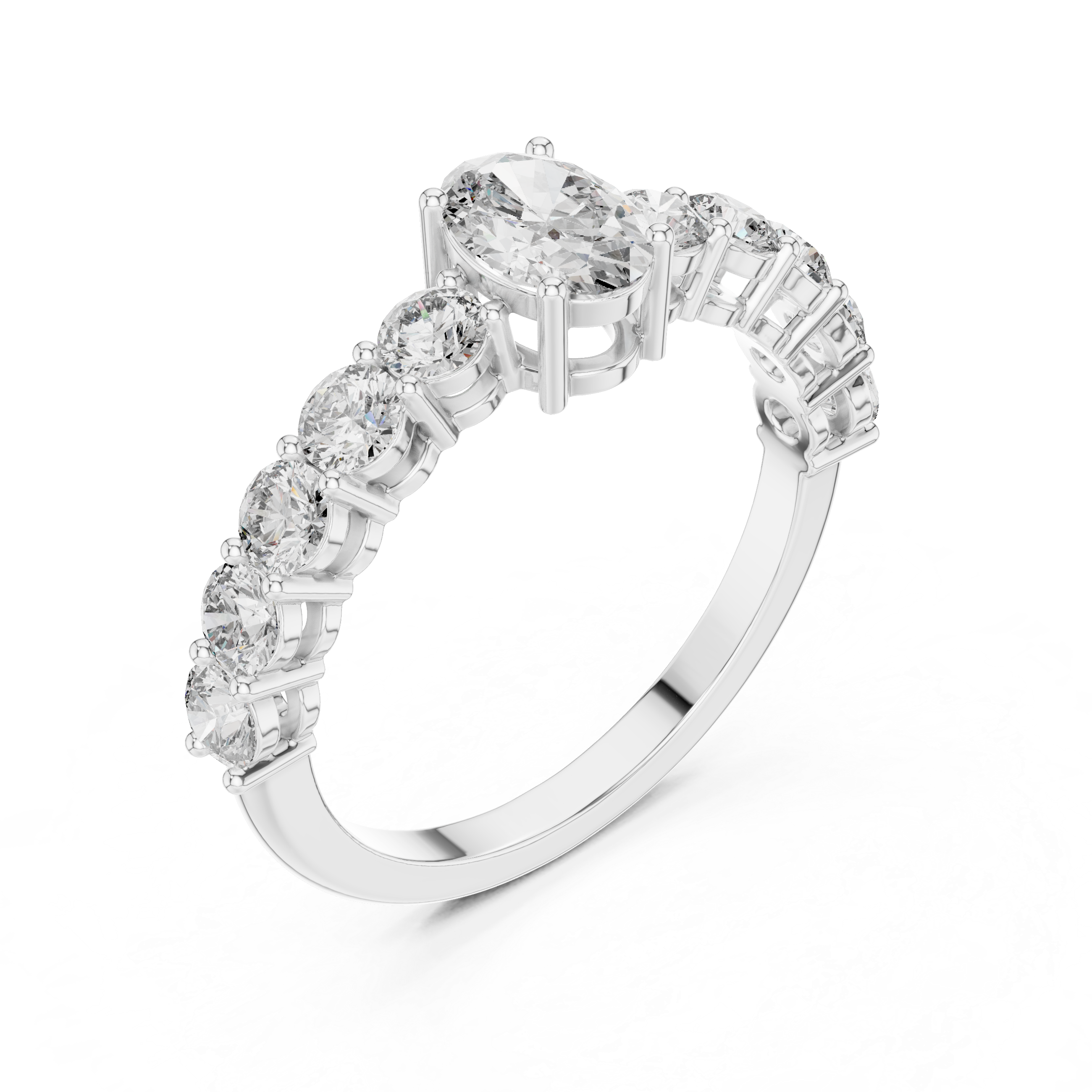 Oval Diamond Half Eternity Ring 2.30 CTW