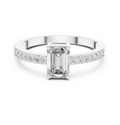Emerald Cut Diamond Solitaire Engagement Ring with Pavé Band 0.63 CTW