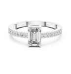 Emerald Cut Diamond Solitaire Engagement Ring with Pavé Band 0.63 CTW