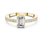 Emerald Cut Diamond Solitaire Engagement Ring with Pavé Band 0.63 CTW