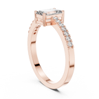 Emerald Cut Diamond Solitaire Engagement Ring with Pavé Band 0.63 CTW