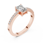 Emerald Cut Diamond Solitaire Engagement Ring with Pavé Band 0.63 CTW