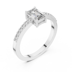 Emerald Cut Diamond Solitaire Engagement Ring with Pavé Band 0.63 CTW