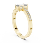 Emerald Cut Diamond Solitaire Engagement Ring with Pavé Band 0.63 CTW