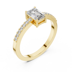 Emerald Cut Diamond Solitaire Engagement Ring with Pavé Band 0.63 CTW