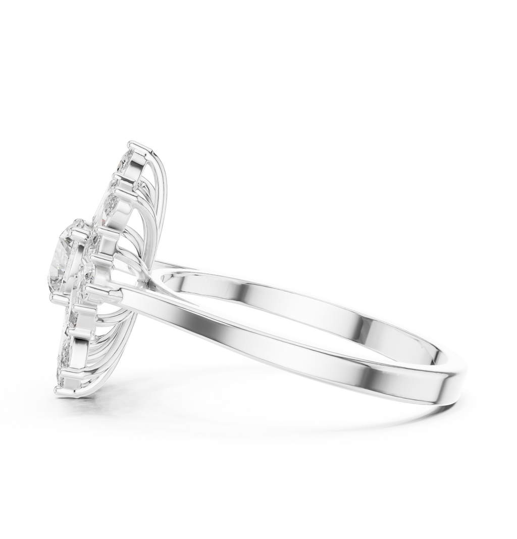 Sunburst Marquise Diamond Halo Engagement Ring 1.30 CTW