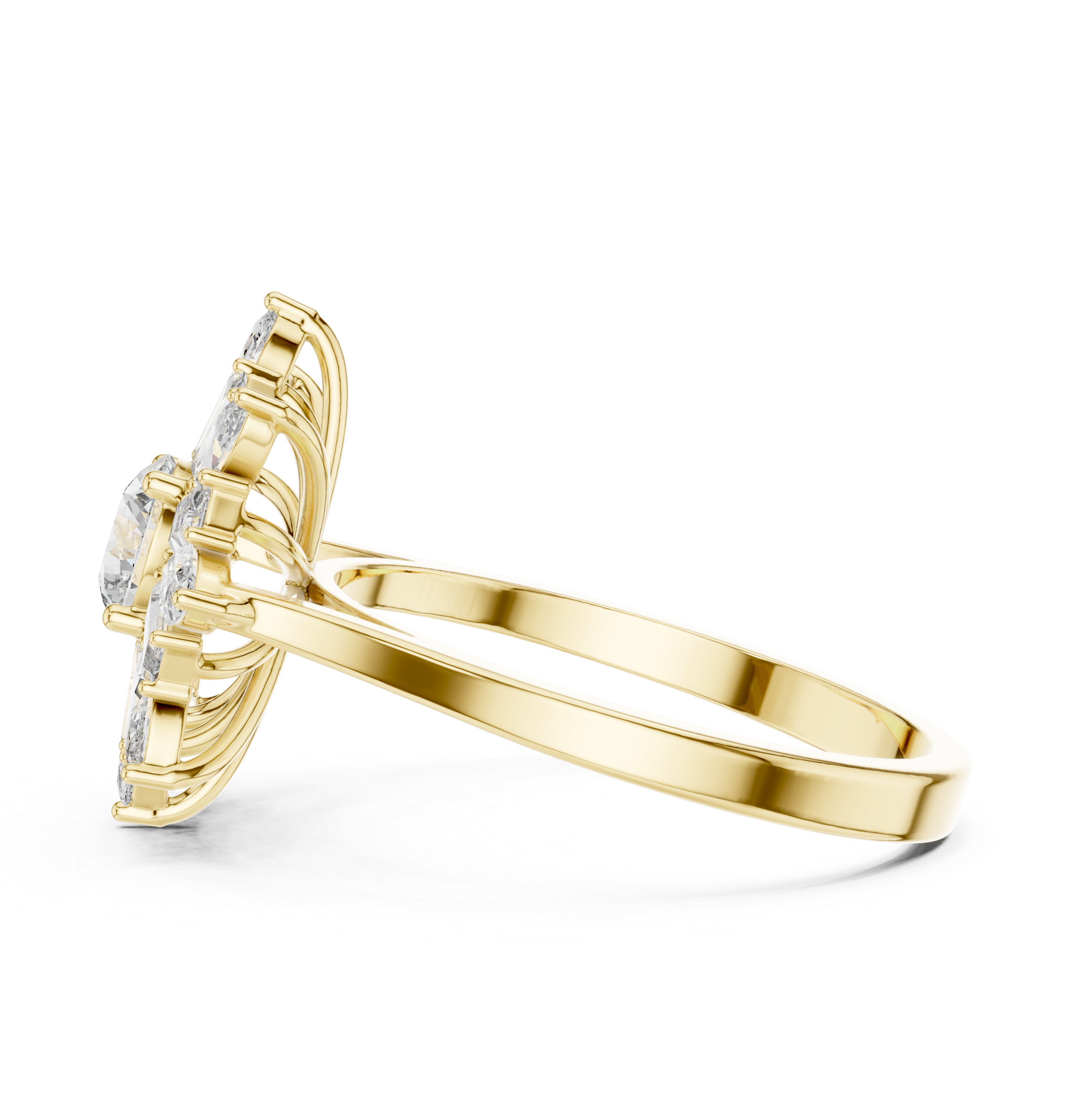 Sunburst Marquise Diamond Halo Engagement Ring 1.30 CTW