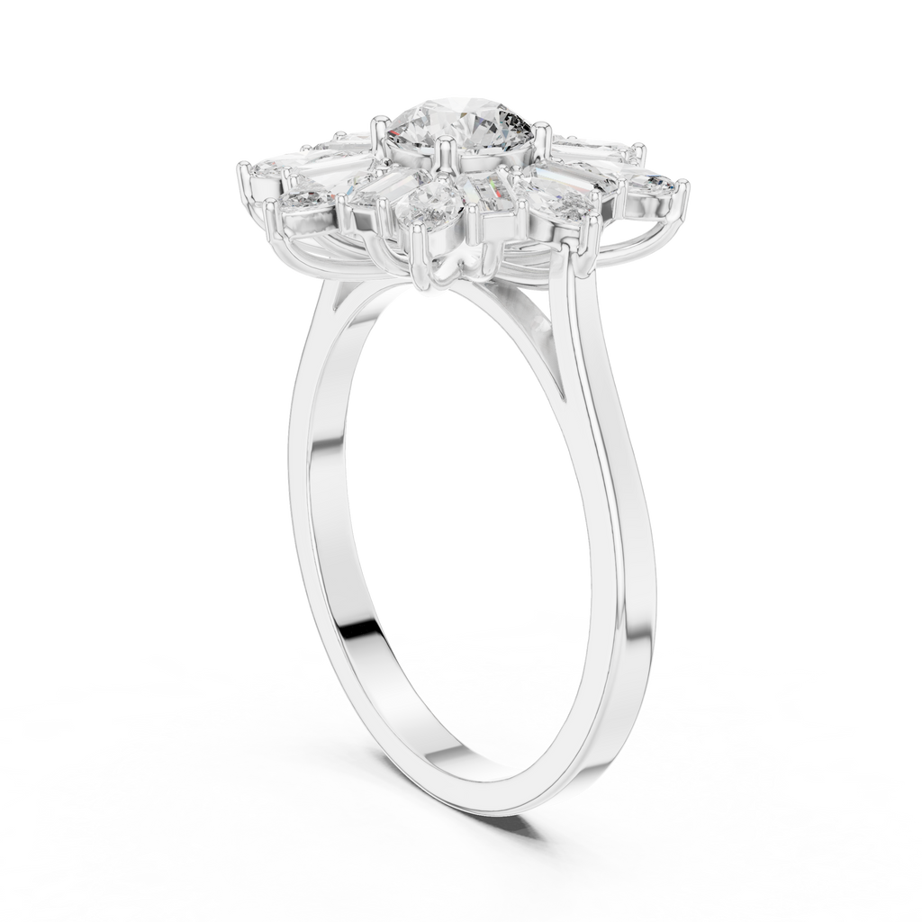 Sunburst Marquise Diamond Halo Engagement Ring 1.30 CTW