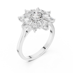 Sunburst Marquise Diamond Halo Engagement Ring 1.30 CTW