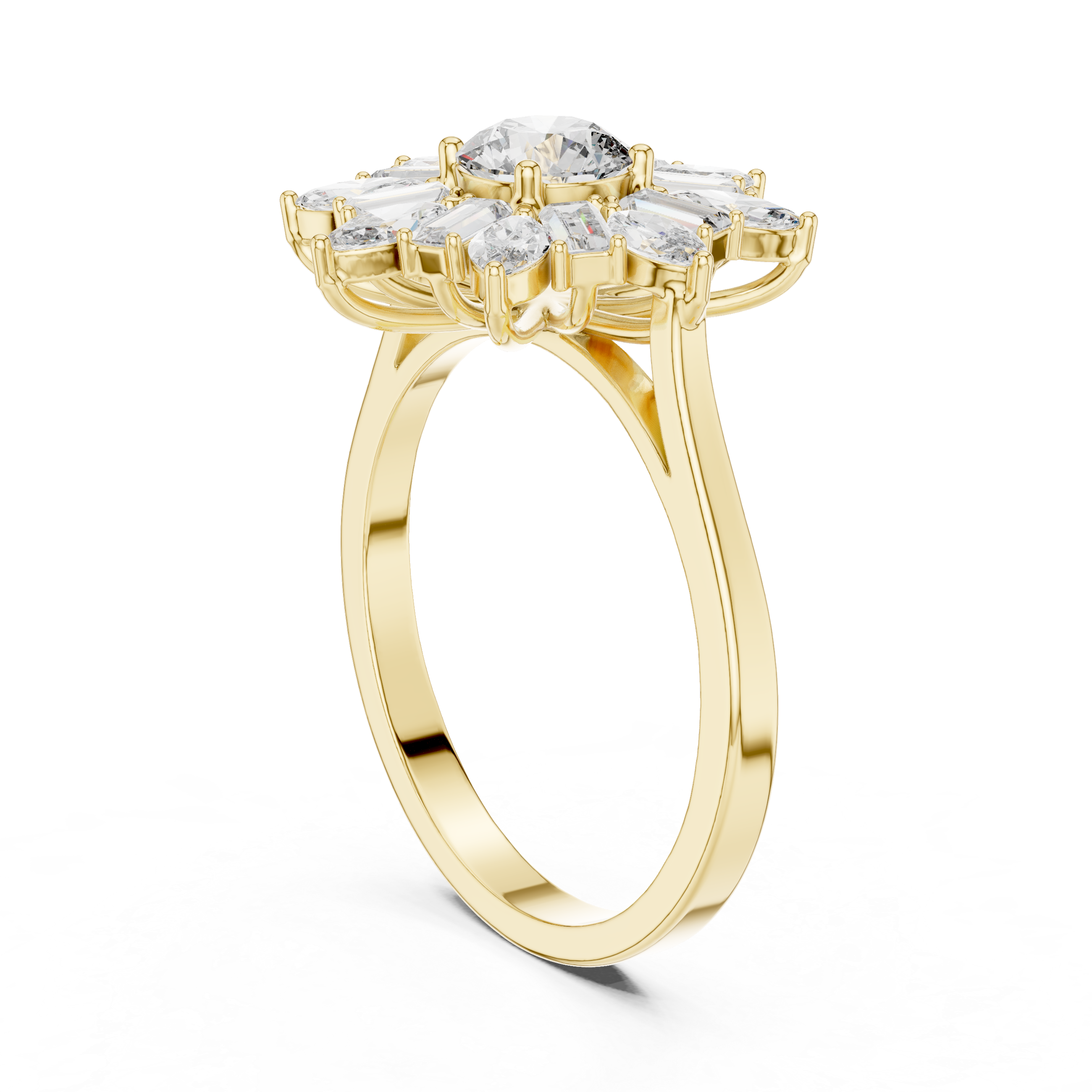 Sunburst Marquise Diamond Halo Engagement Ring 1.30 CTW