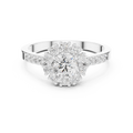 Round Diamond Halo Engagement Ring with Pavé Band 0.97 CTW