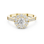 Round Diamond Halo Engagement Ring with Pavé Band 0.97 CTW