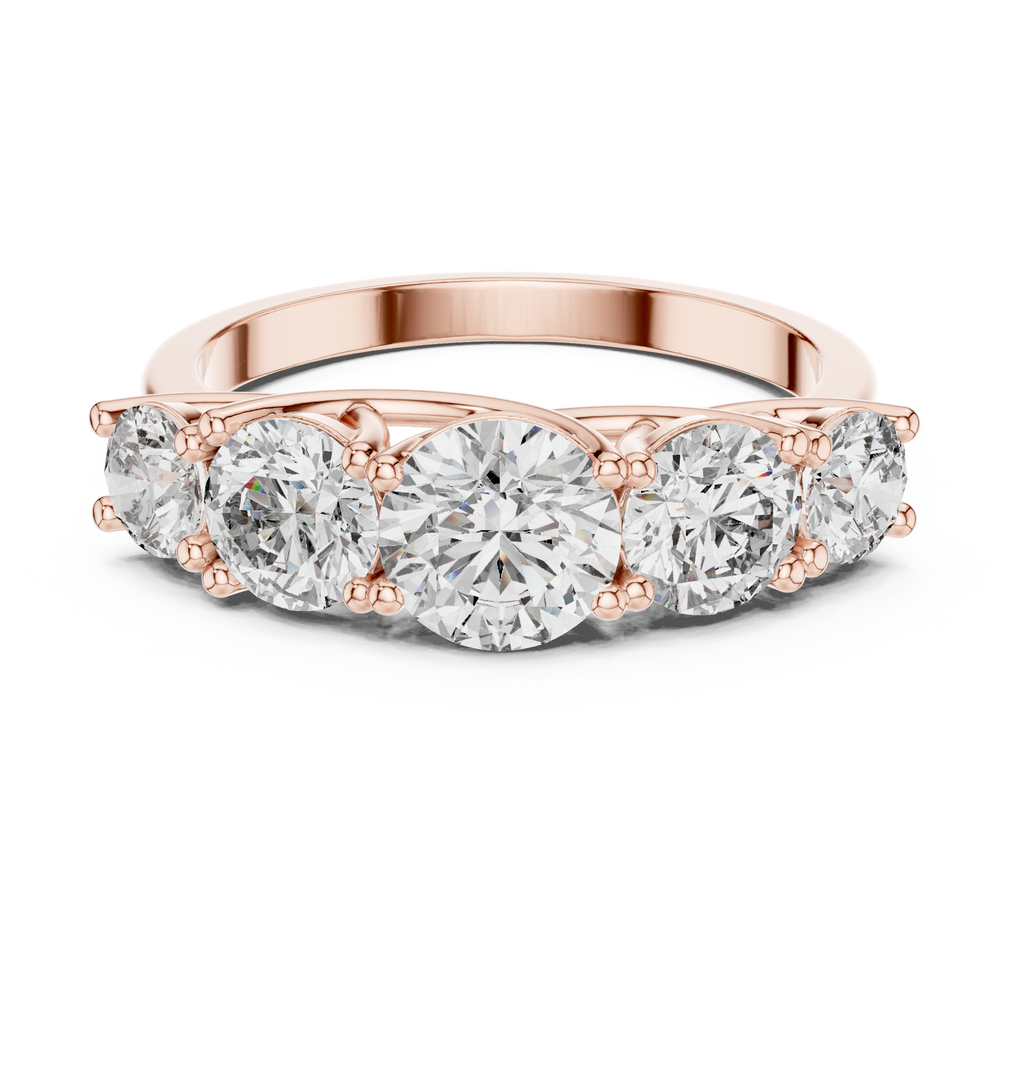 Five Stone Round Diamond Engagement Ring 2.45 CTW