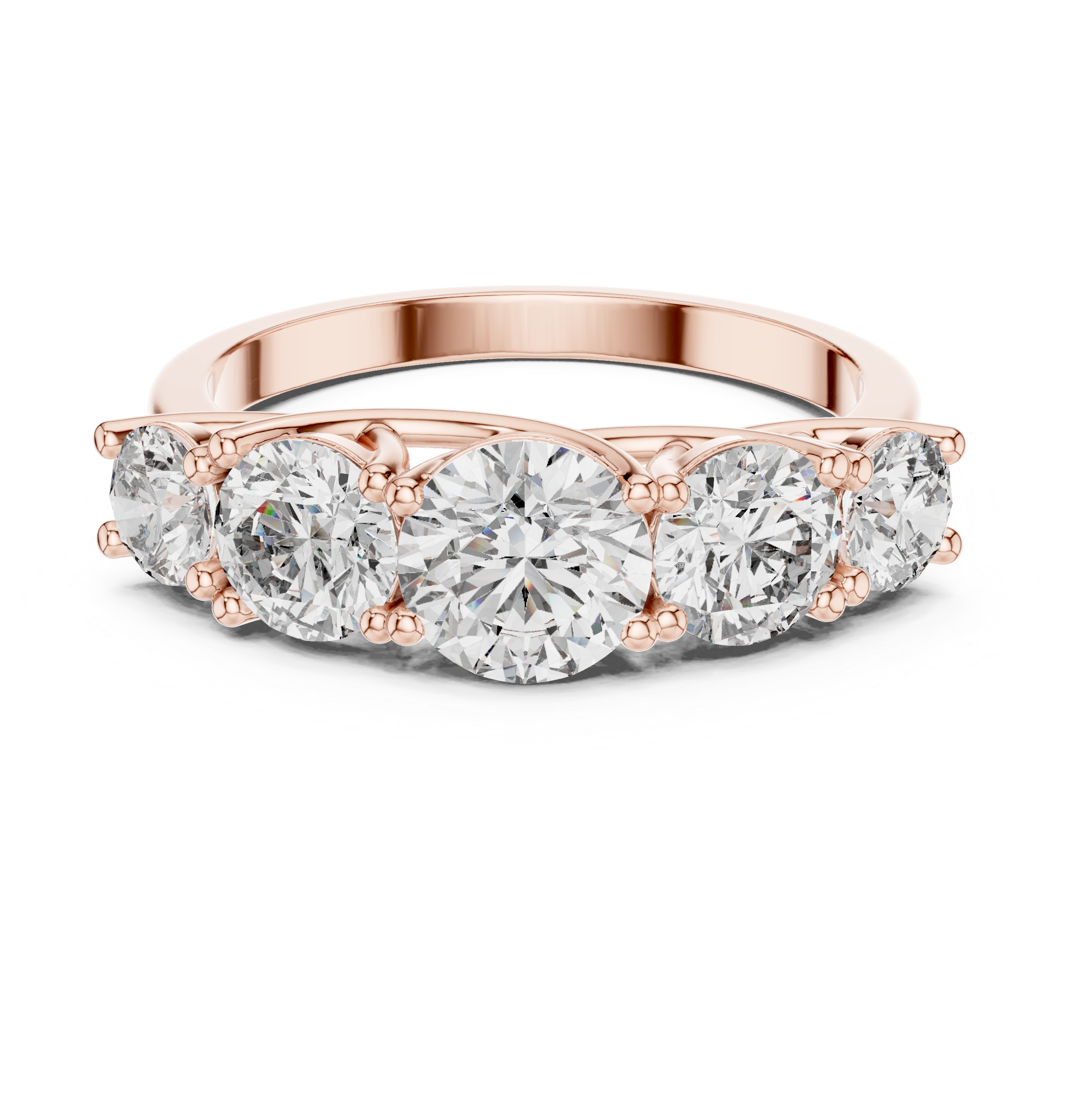 Five Stone Round Diamond Engagement Ring 2.45 CTW