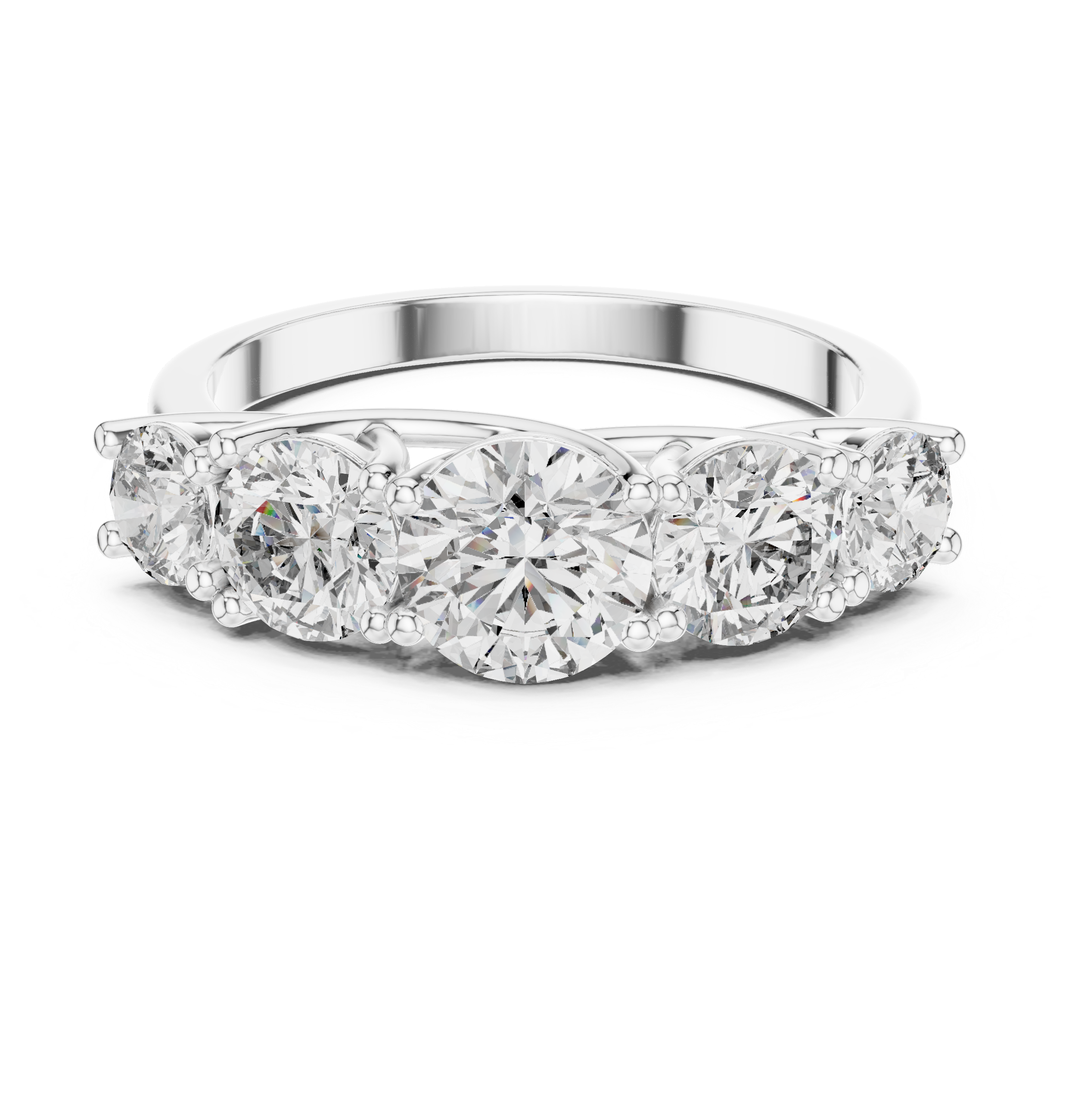 Five Stone Round Diamond Engagement Ring 2.45 CTW