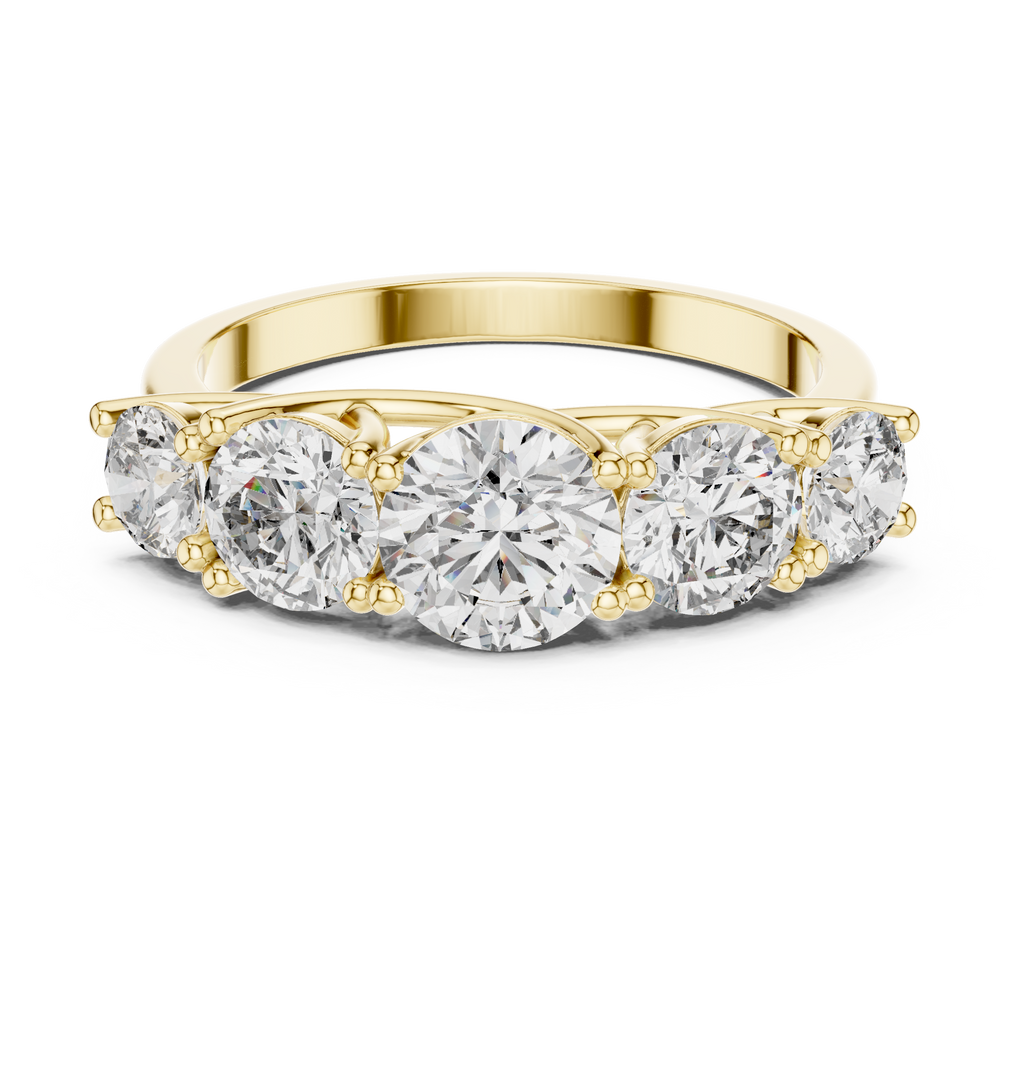 Five Stone Round Diamond Engagement Ring 2.45 CTW