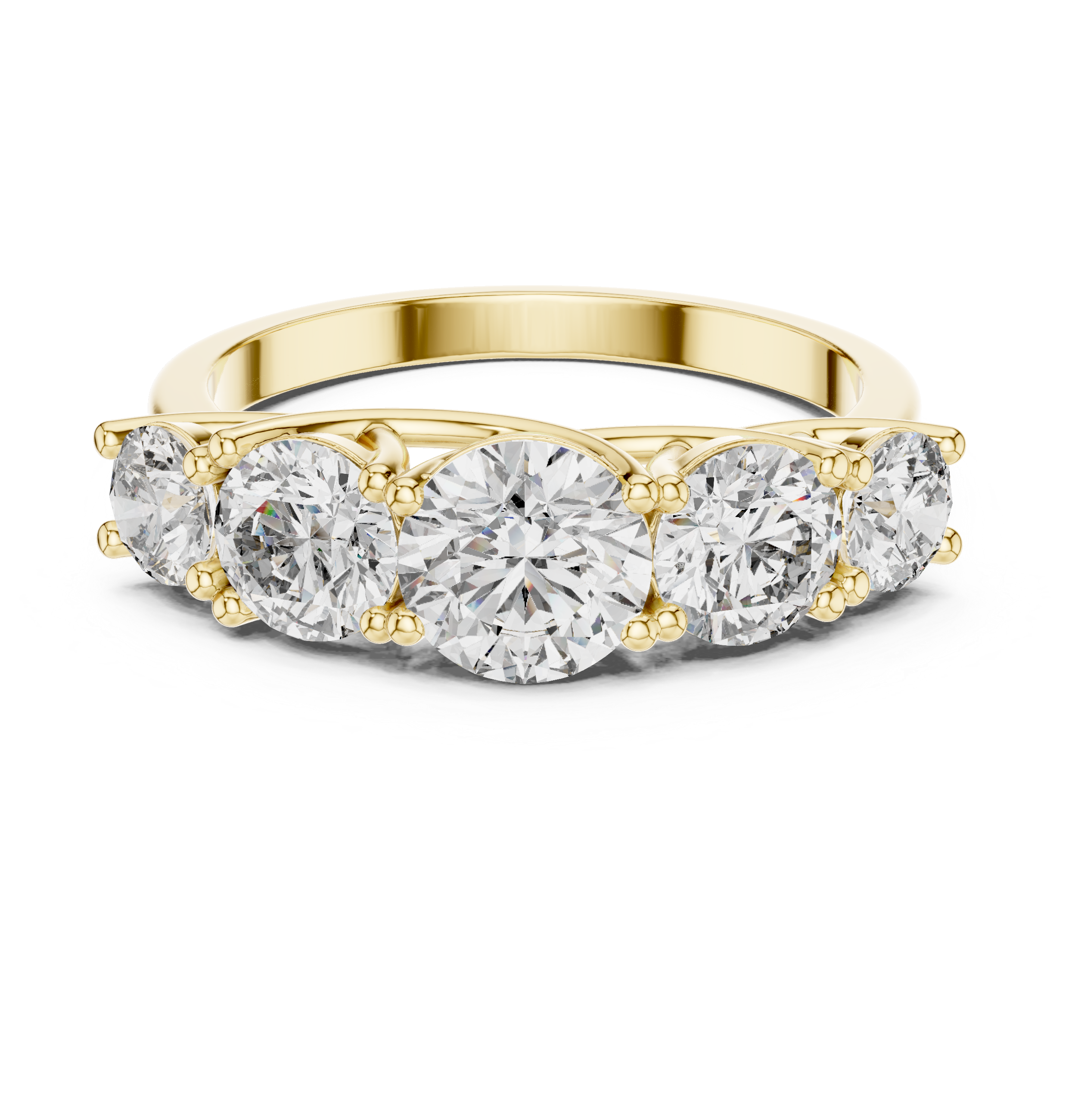 Five Stone Round Diamond Engagement Ring 2.45 CTW