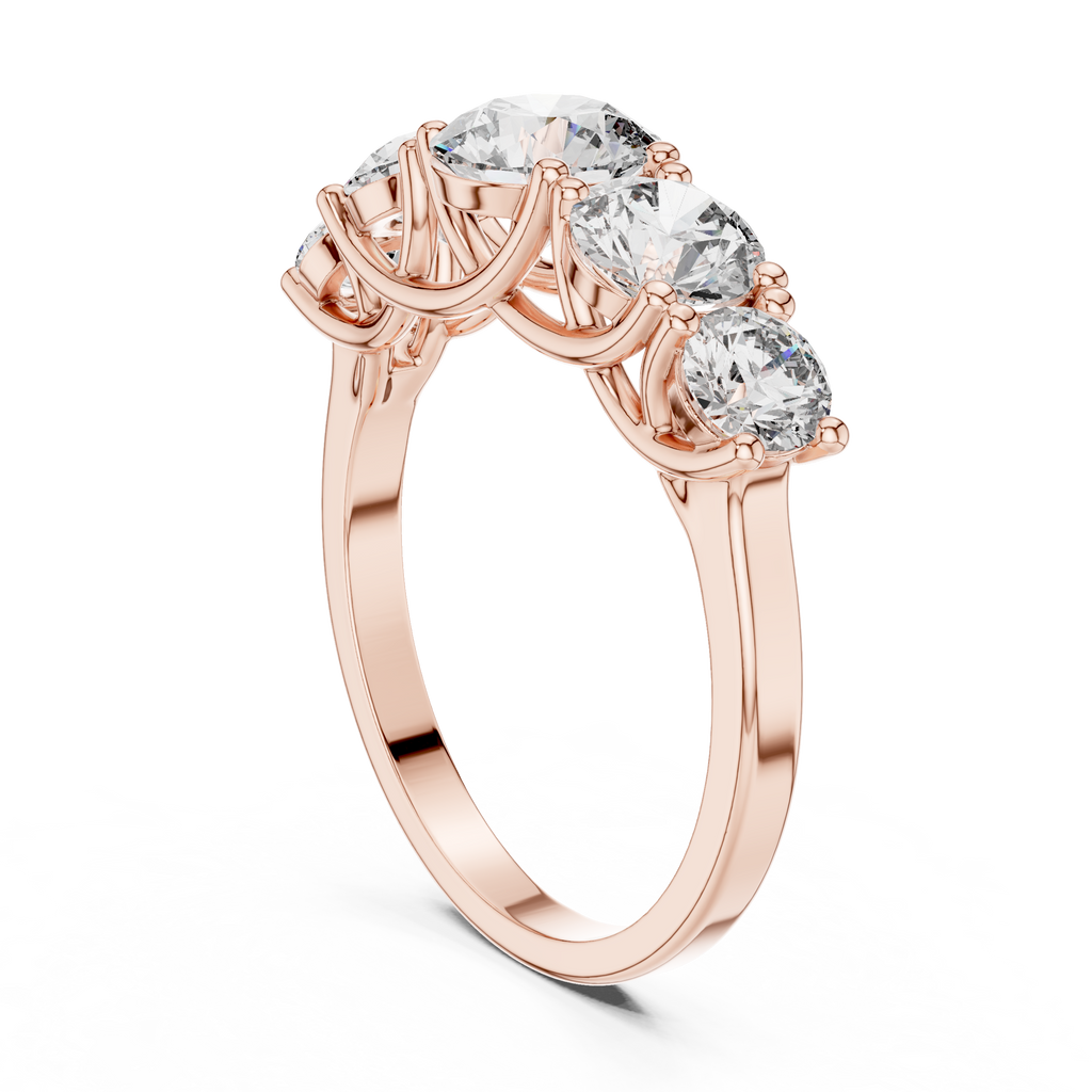 Five Stone Round Diamond Engagement Ring 2.45 CTW
