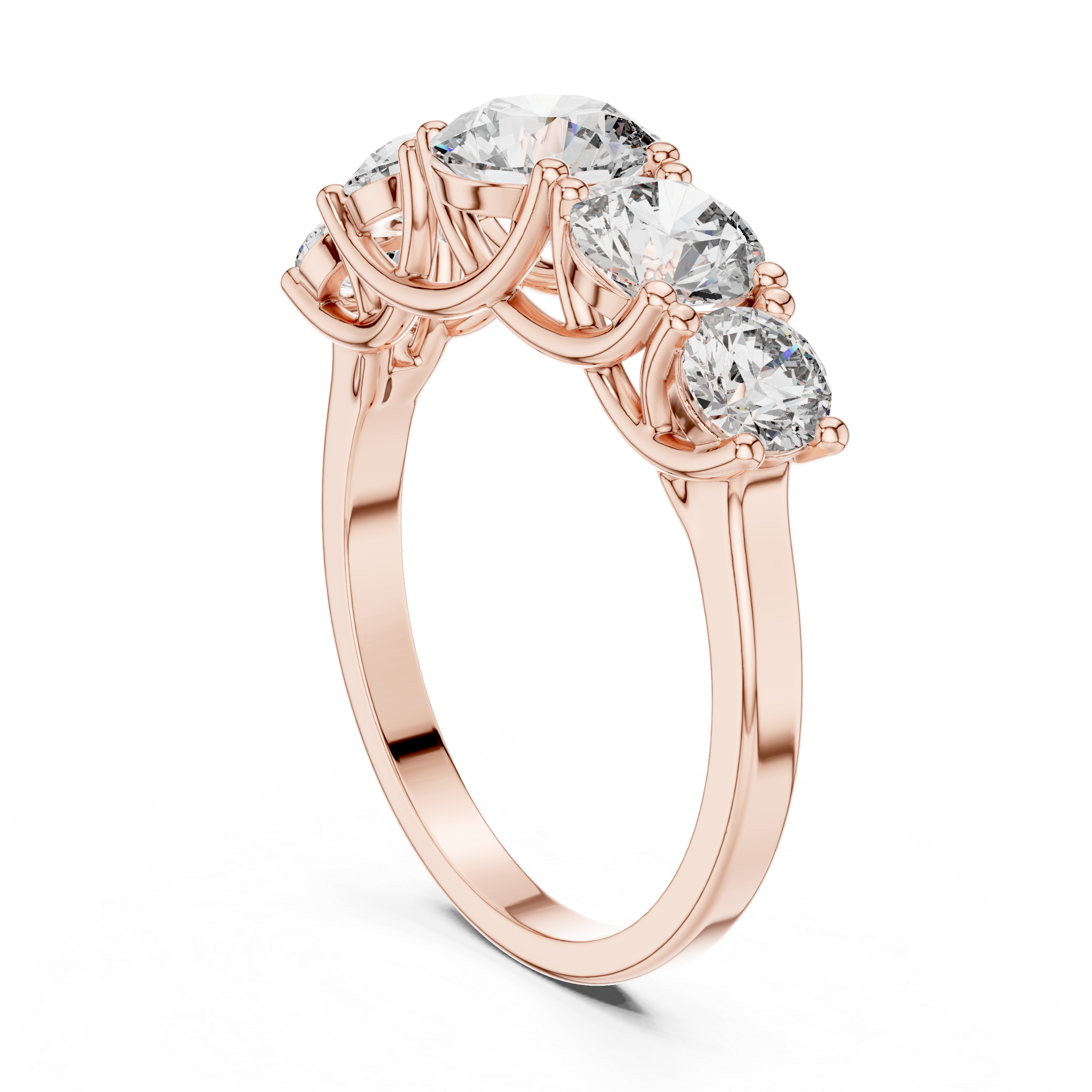 Five Stone Round Diamond Engagement Ring 2.45 CTW