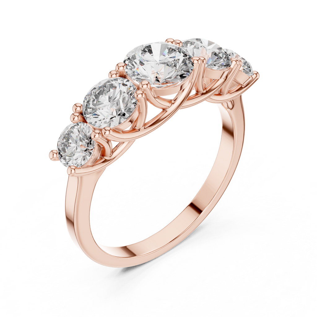 Five Stone Round Diamond Engagement Ring 2.45 CTW