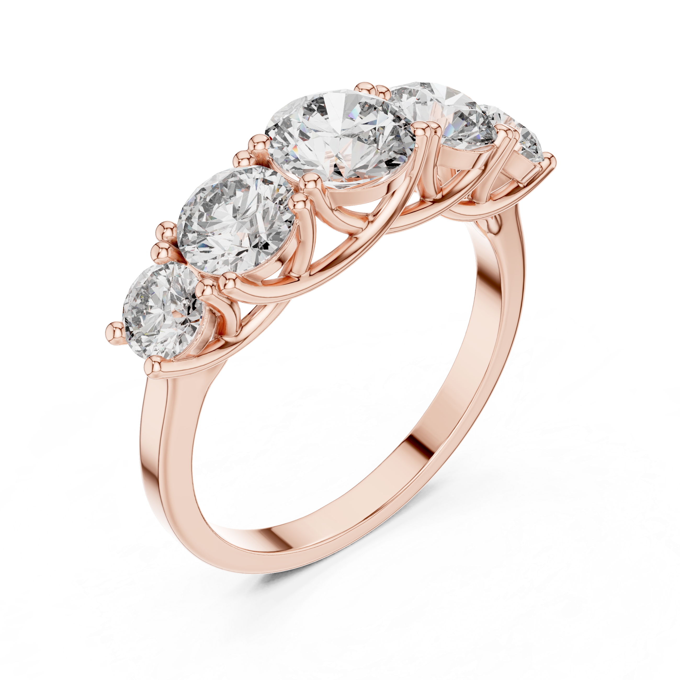 Five Stone Round Diamond Engagement Ring 2.45 CTW