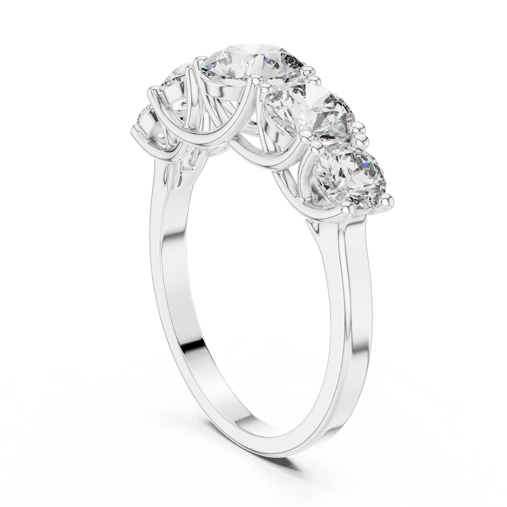 Five Stone Round Diamond Engagement Ring 2.45 CTW