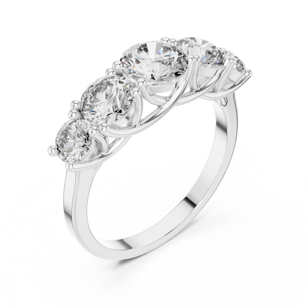 Five Stone Round Diamond Engagement Ring 2.45 CTW