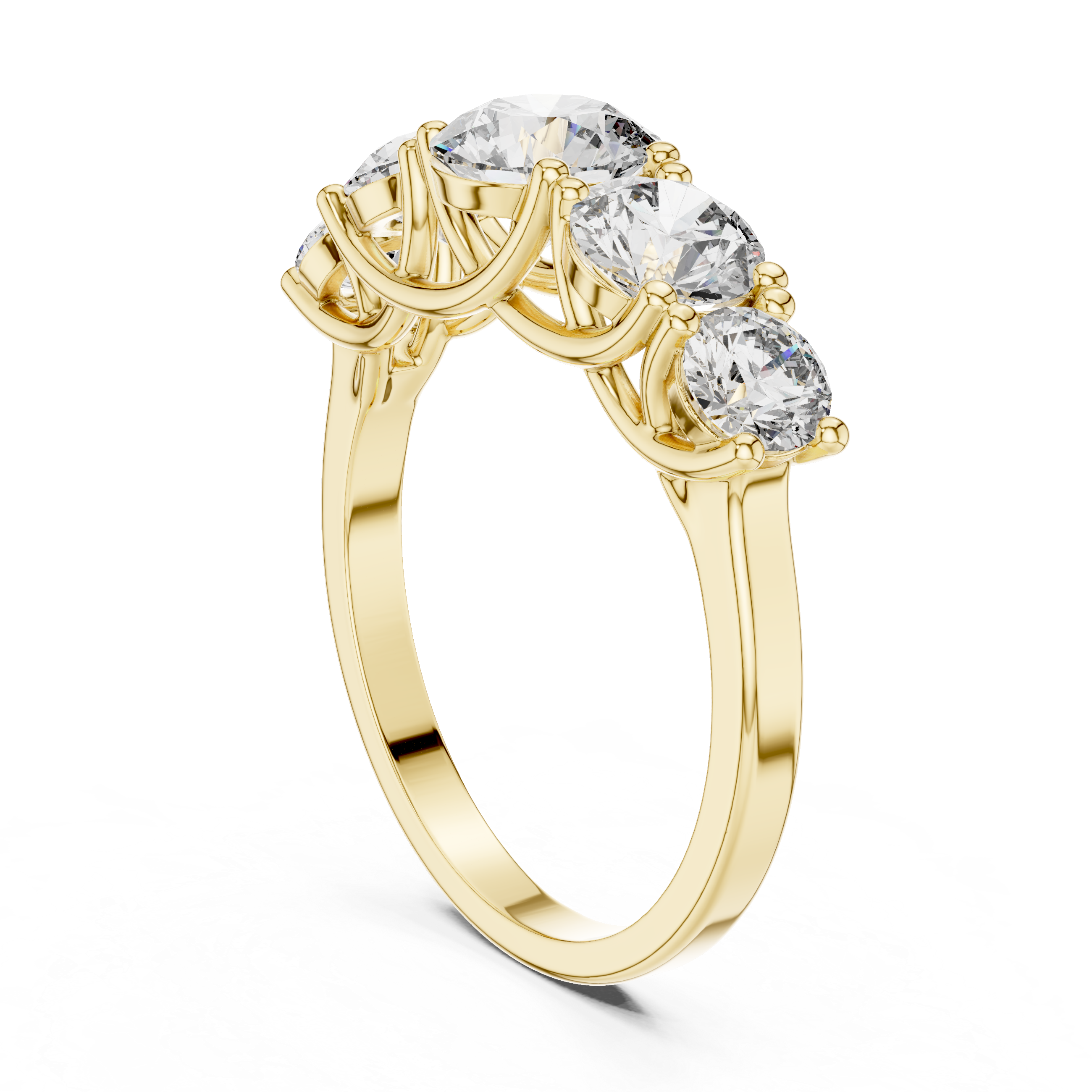 Five Stone Round Diamond Engagement Ring 2.45 CTW