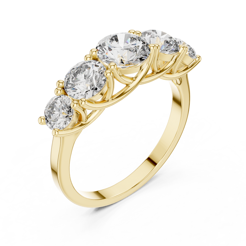Five Stone Round Diamond Engagement Ring 2.45 CTW