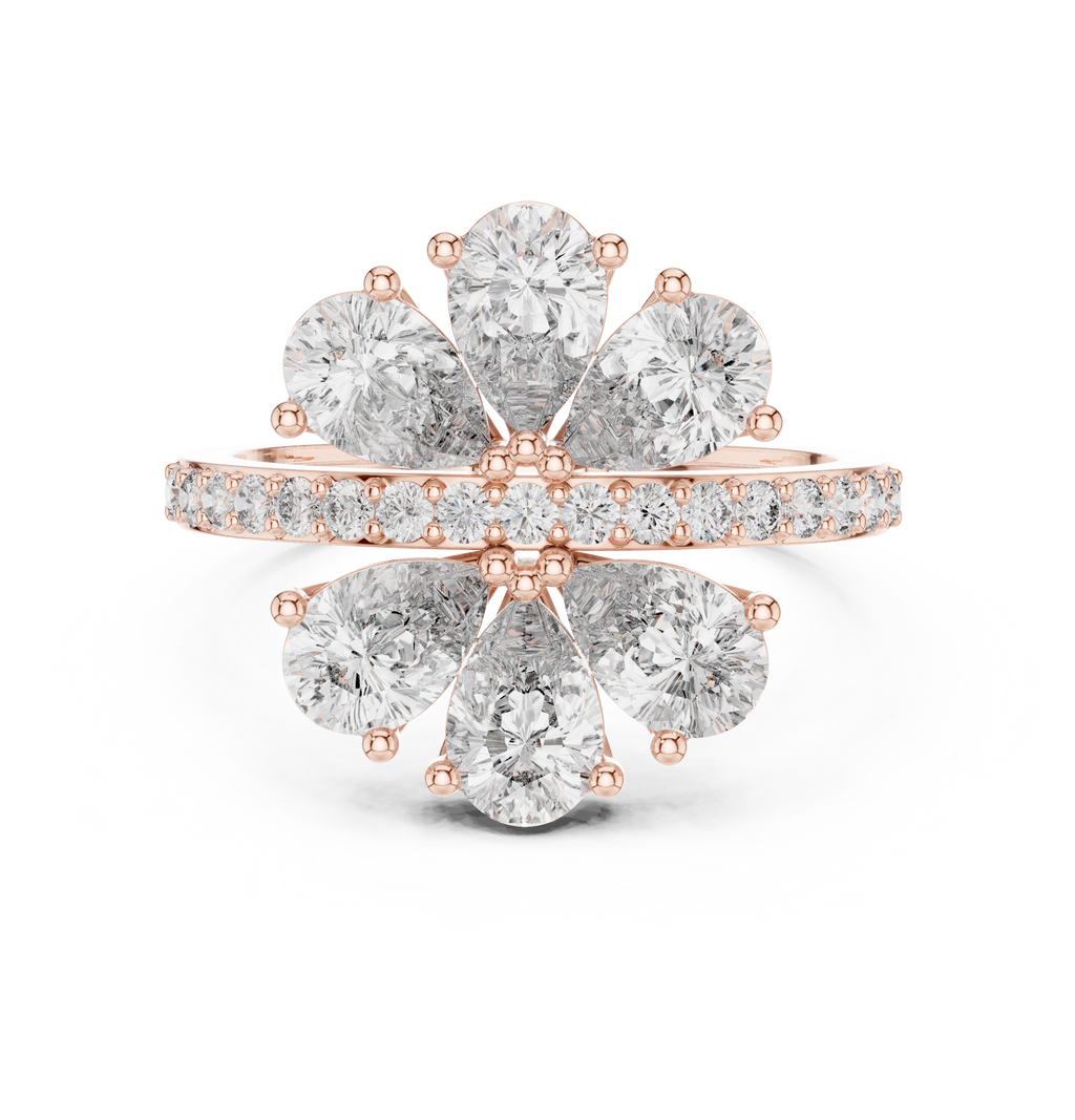 Floral Pear Diamond Cluster Engagement Ring 2.39 CTW