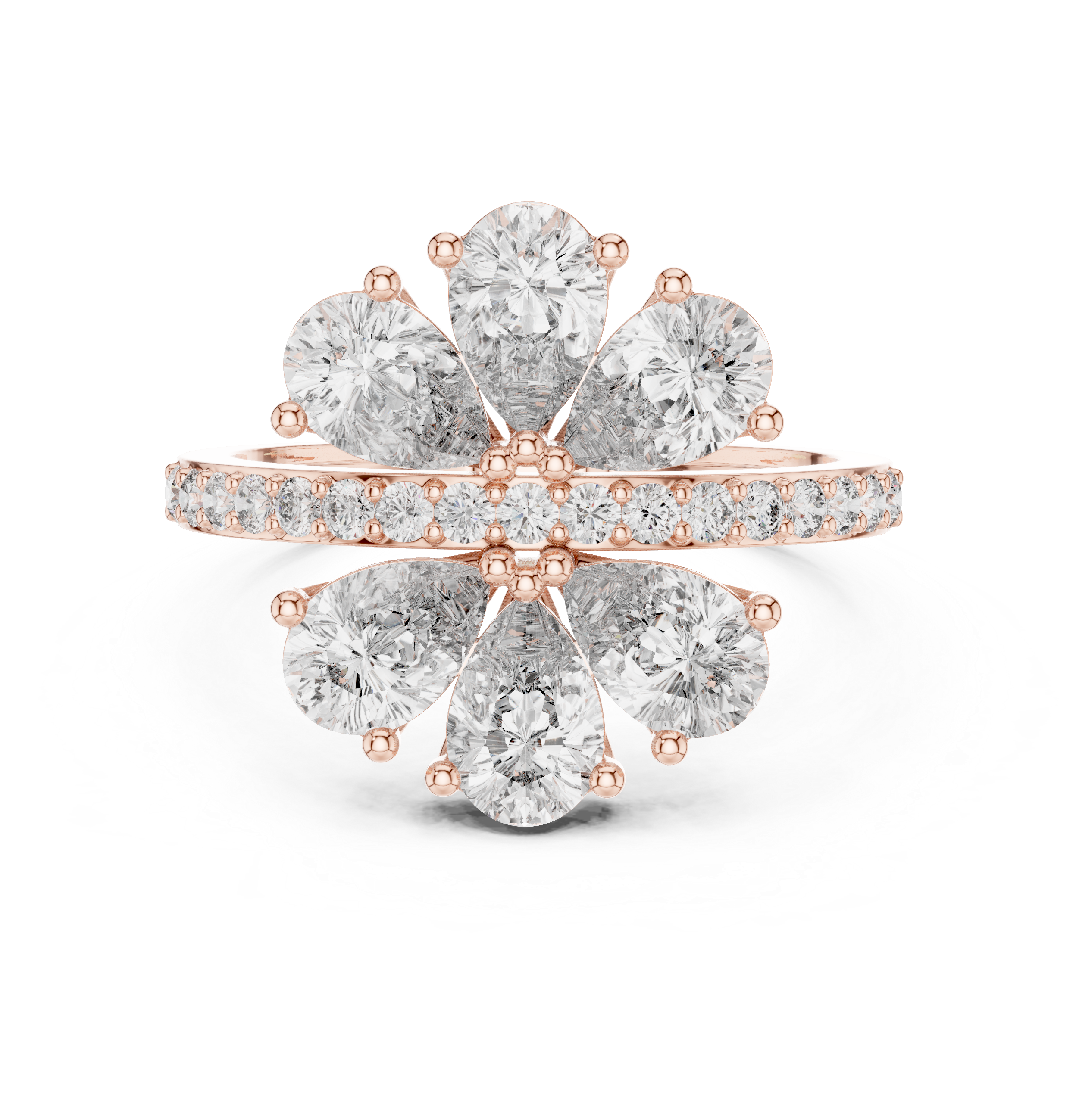 Floral Pear Diamond Cluster Engagement Ring 2.39 CTW