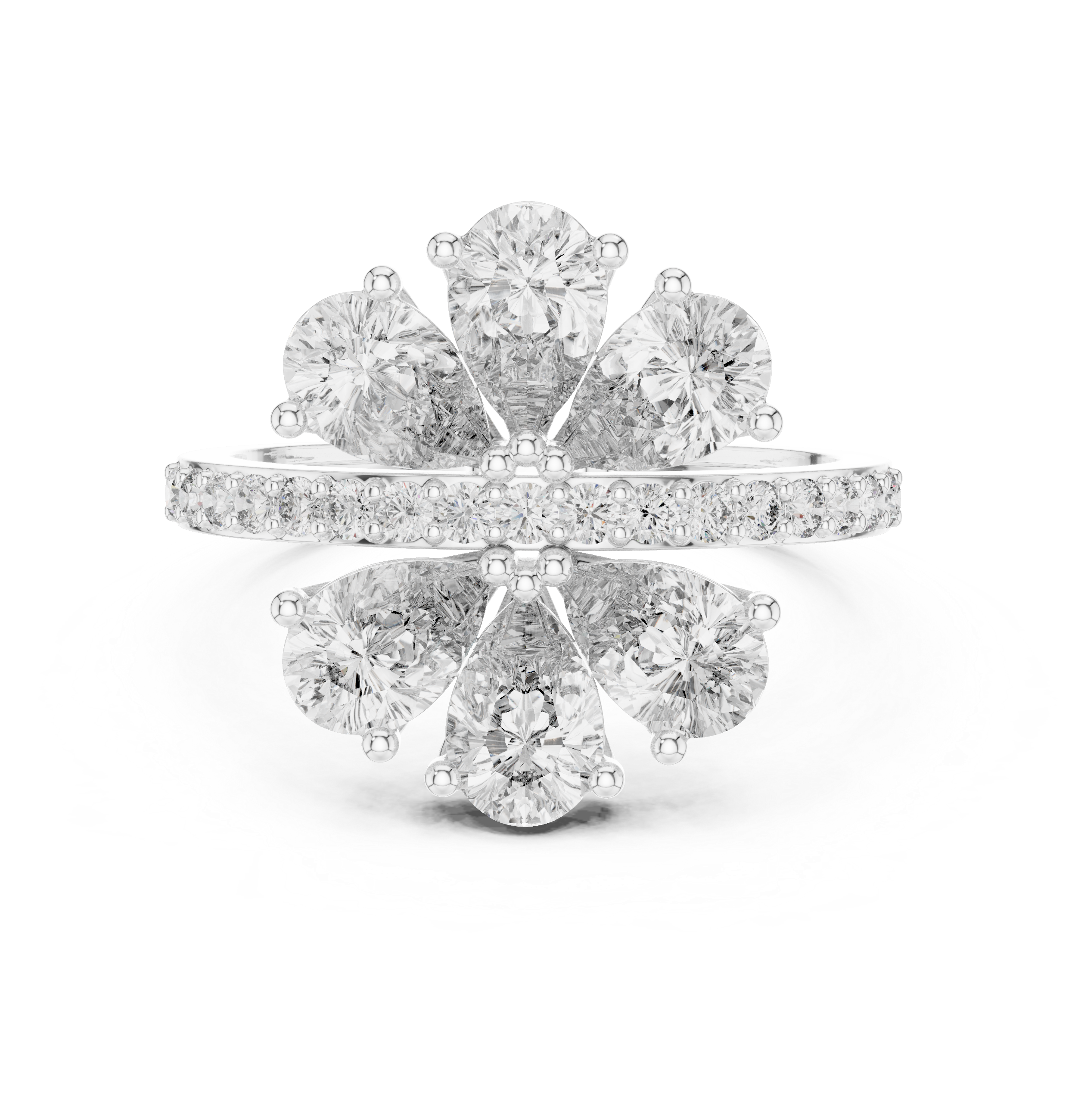Floral Pear Diamond Cluster Engagement Ring 2.39 CTW