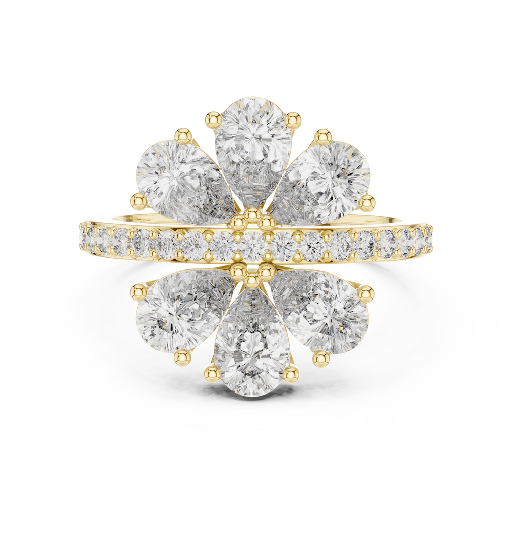 Floral Pear Diamond Cluster Engagement Ring 2.39 CTW
