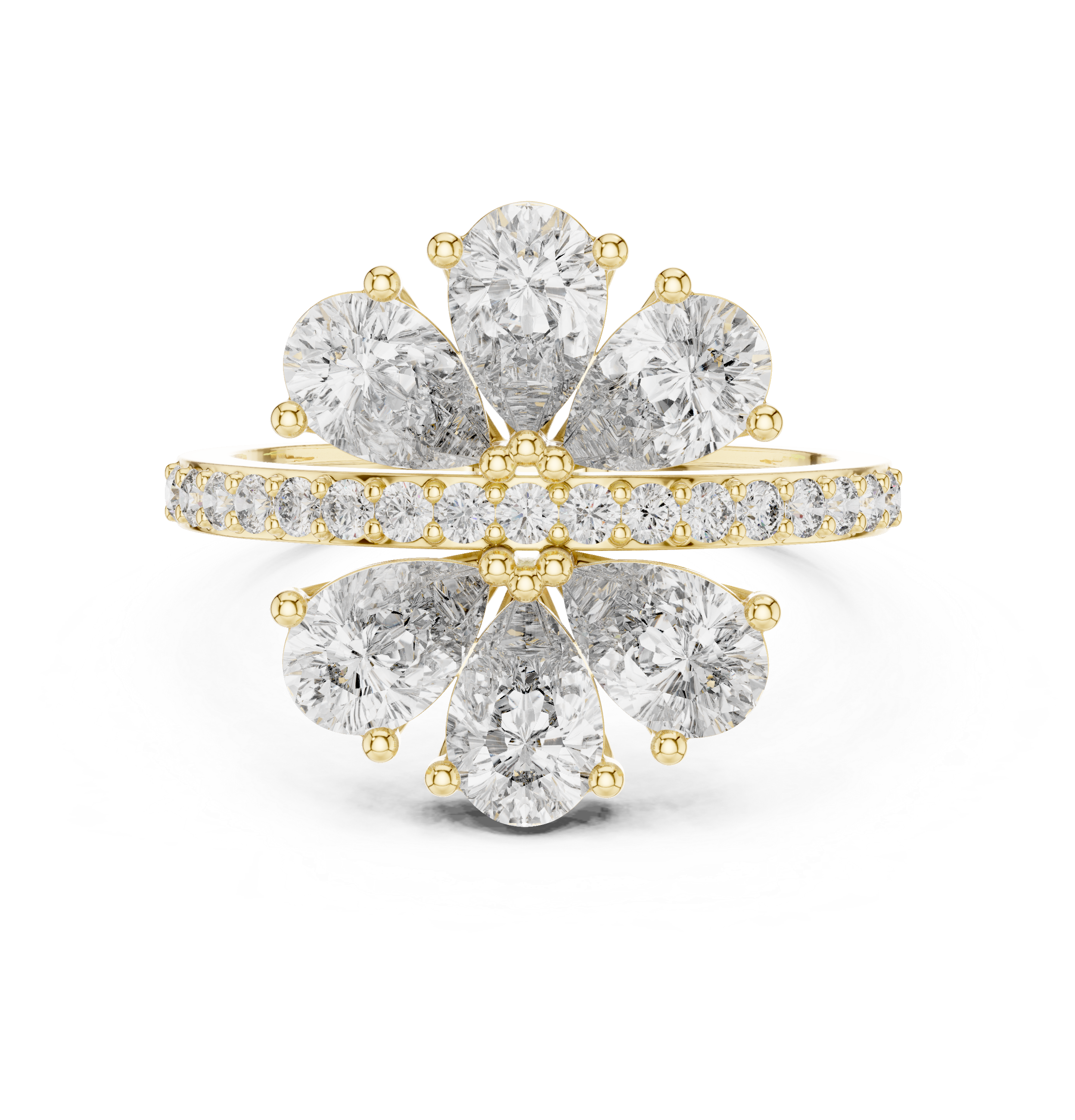Floral Pear Diamond Cluster Engagement Ring 2.39 CTW