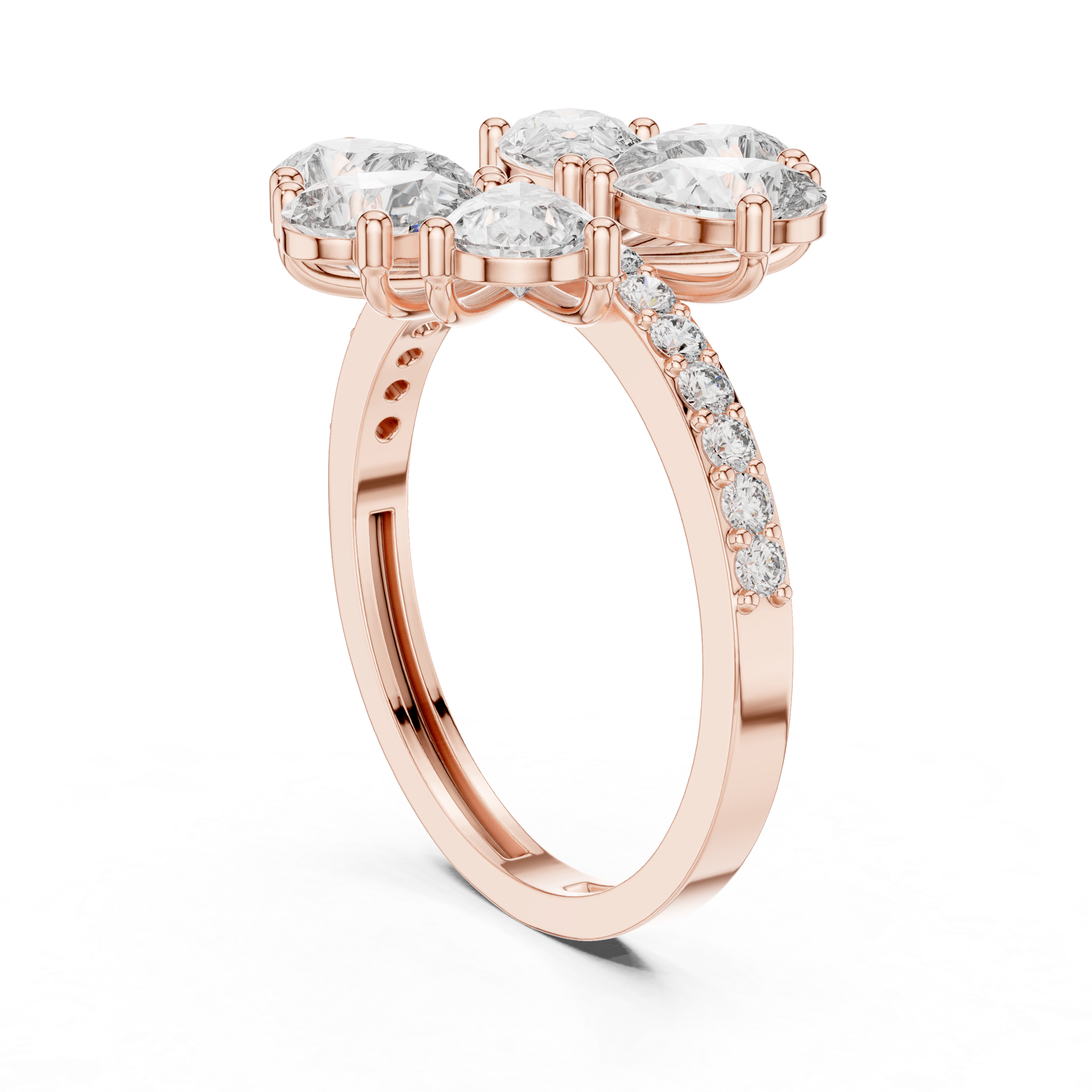 Floral Pear Diamond Cluster Engagement Ring 2.39 CTW