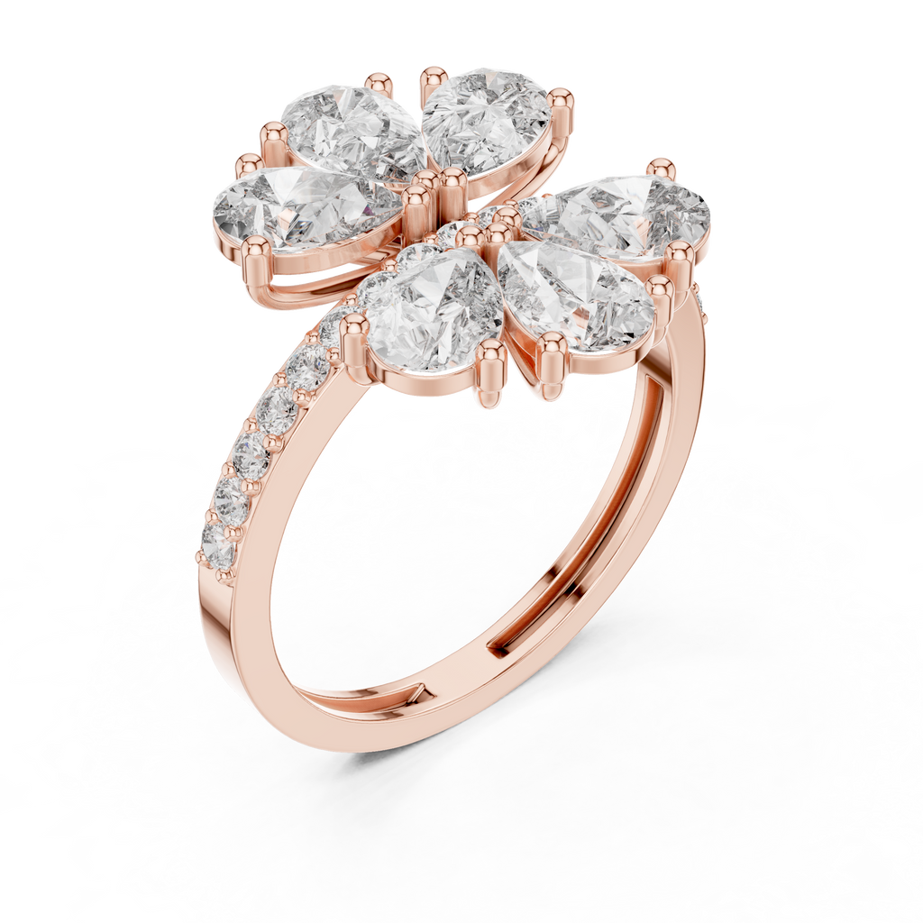 Floral Pear Diamond Cluster Engagement Ring 2.39 CTW