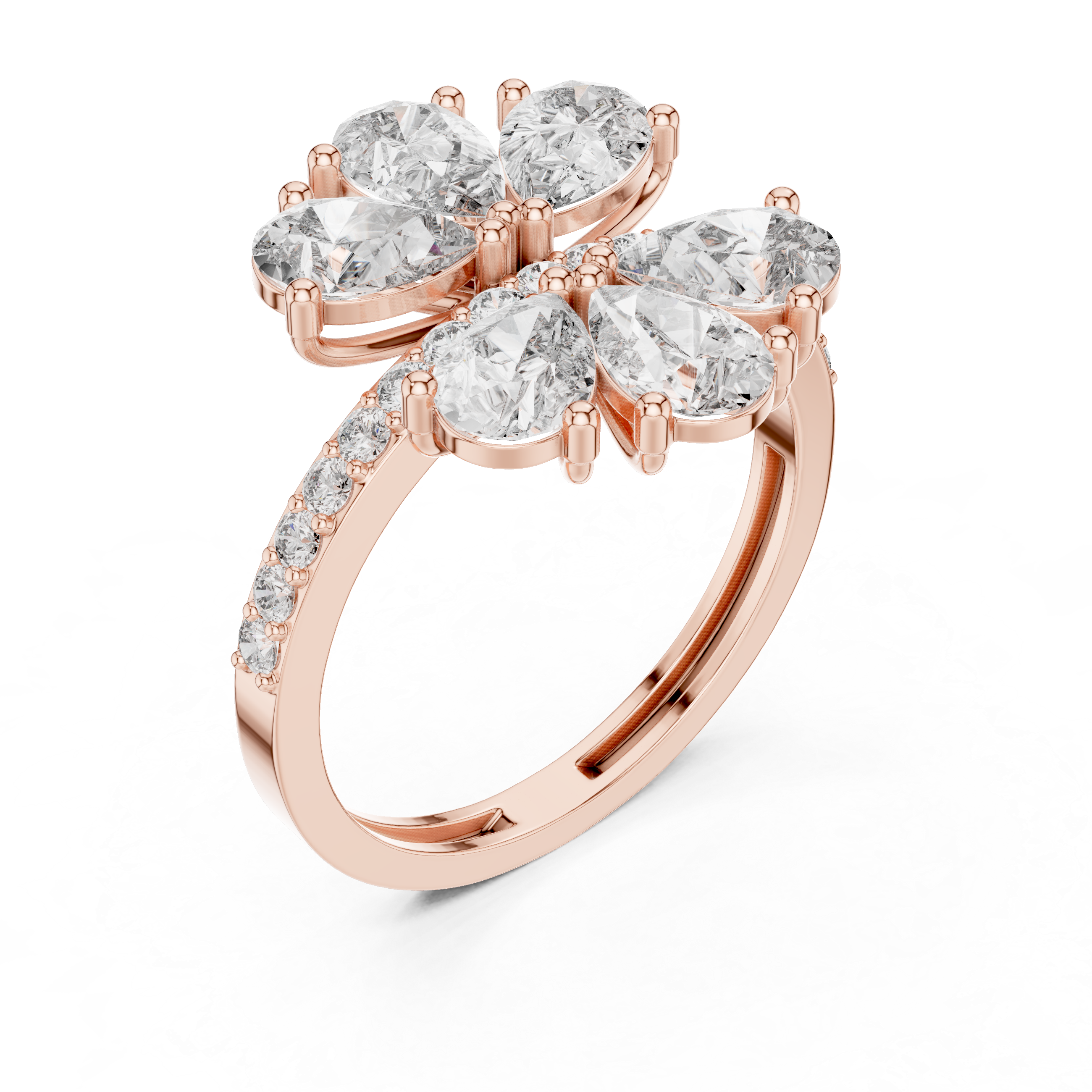 Floral Pear Diamond Cluster Engagement Ring 2.39 CTW