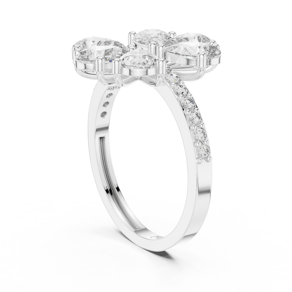 Floral Pear Diamond Cluster Engagement Ring 2.39 CTW