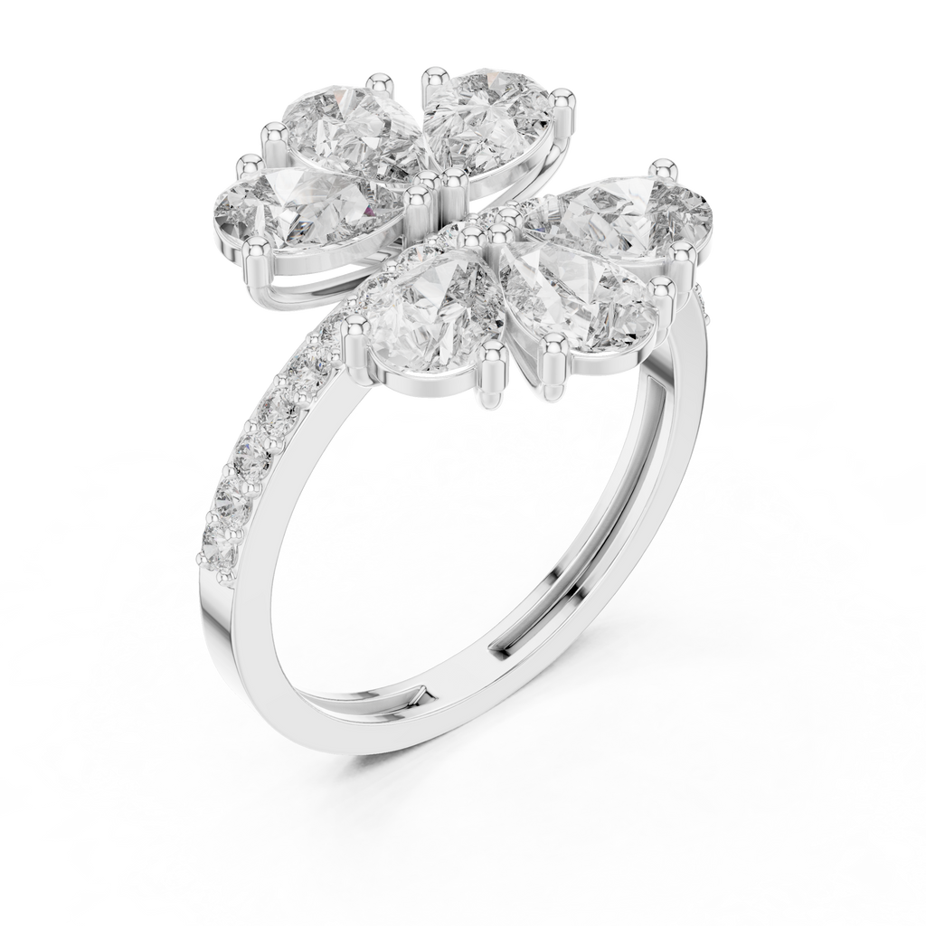 Floral Pear Diamond Cluster Engagement Ring 2.39 CTW