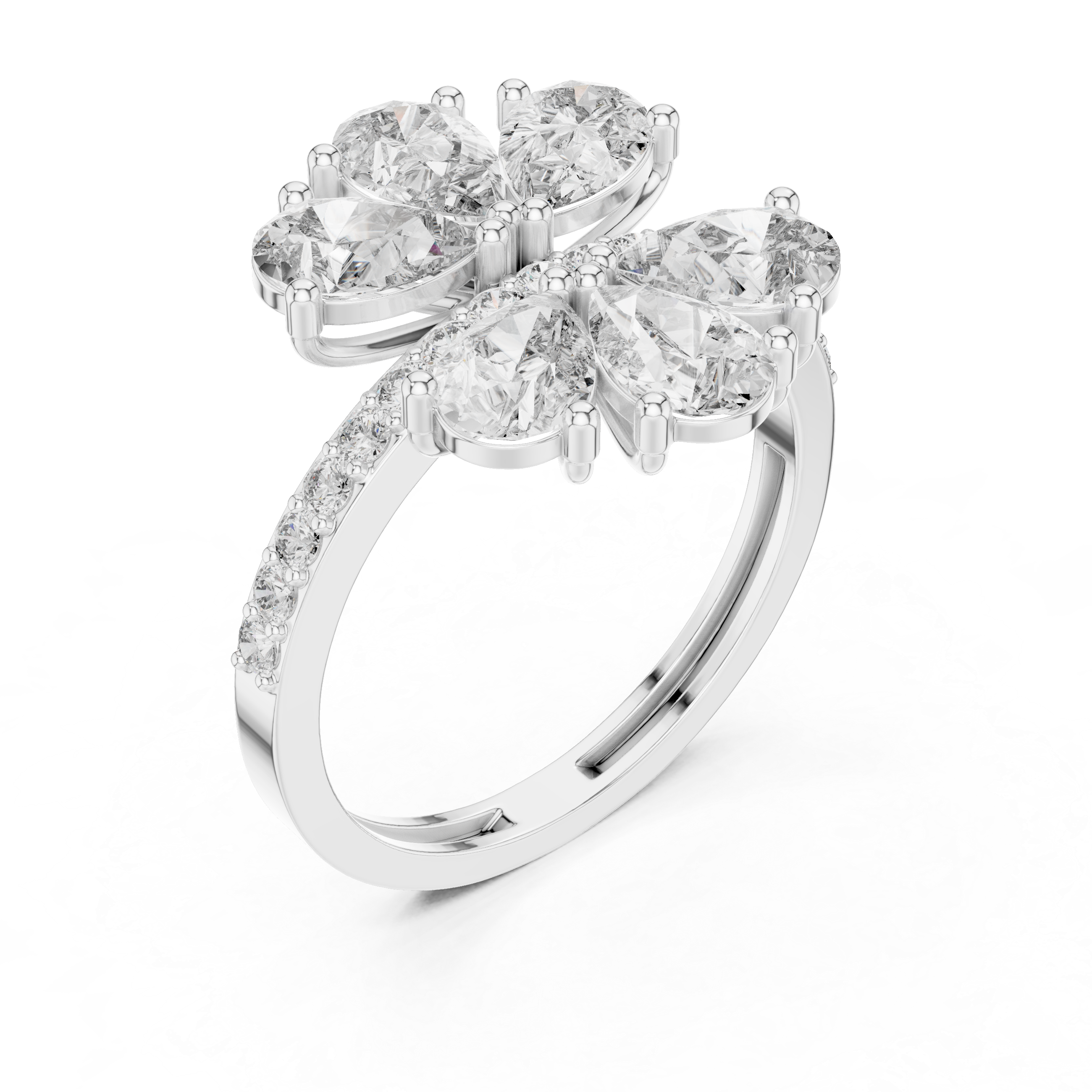 Floral Pear Diamond Cluster Engagement Ring 2.39 CTW