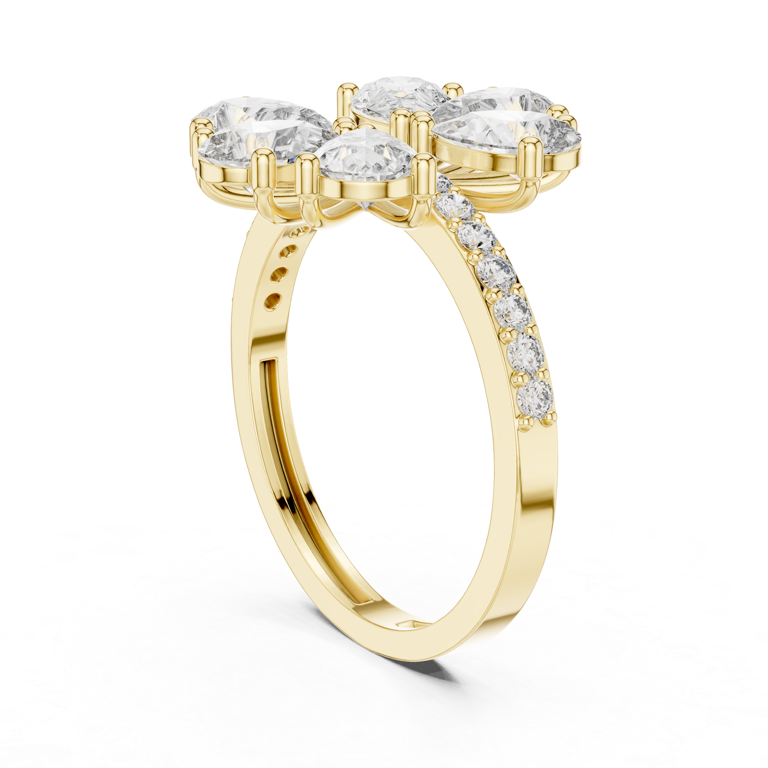 Floral Pear Diamond Cluster Engagement Ring 2.39 CTW