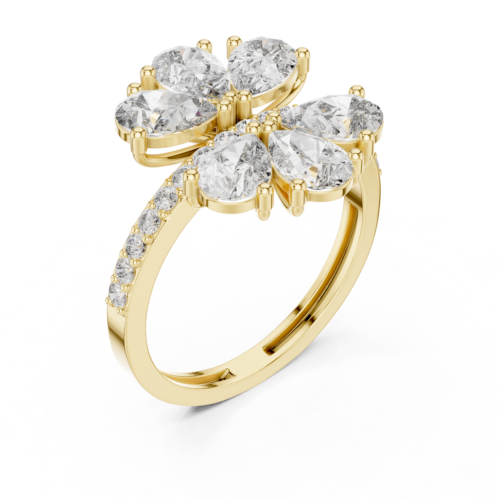Floral Pear Diamond Cluster Engagement Ring 2.39 CTW