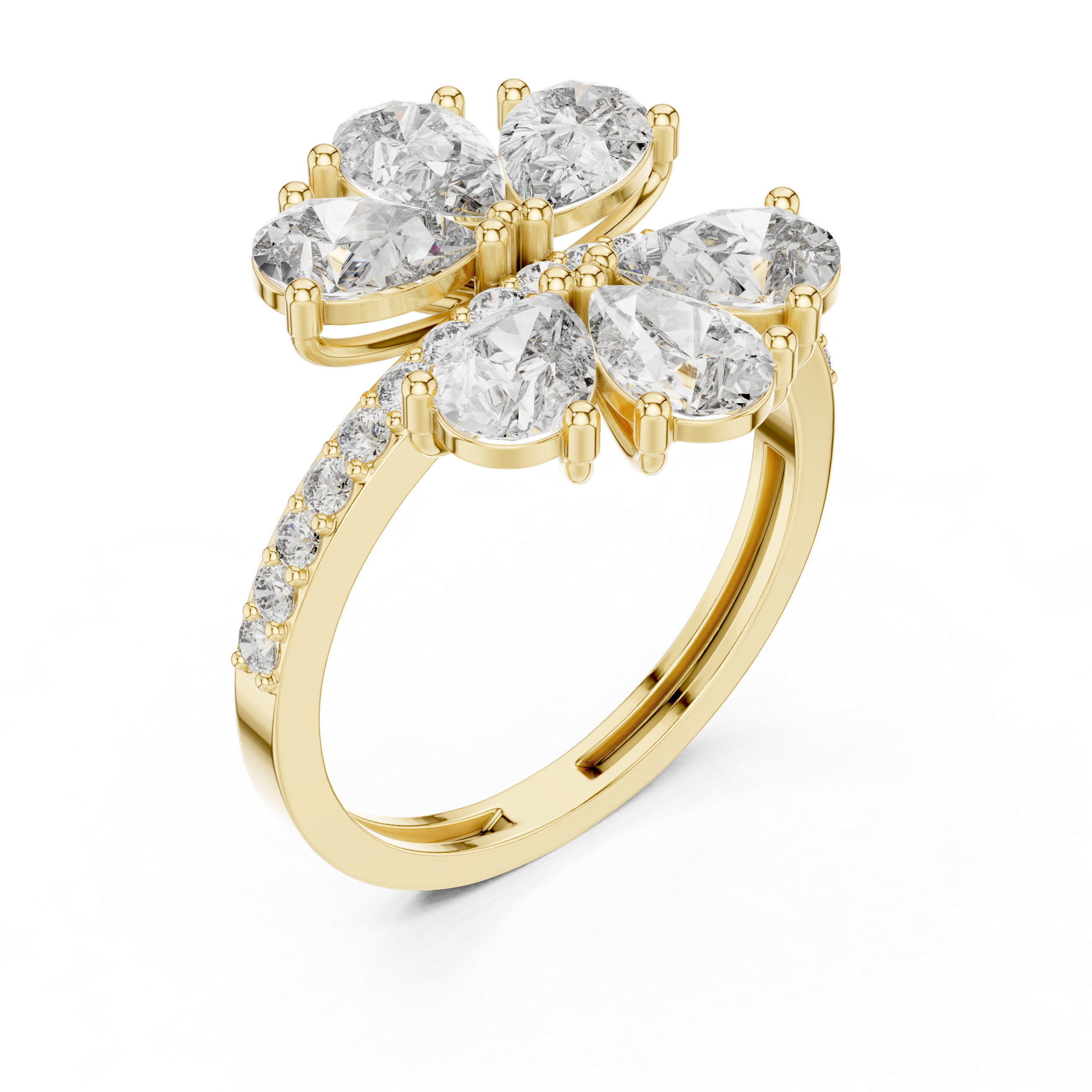 Floral Pear Diamond Cluster Engagement Ring 2.39 CTW