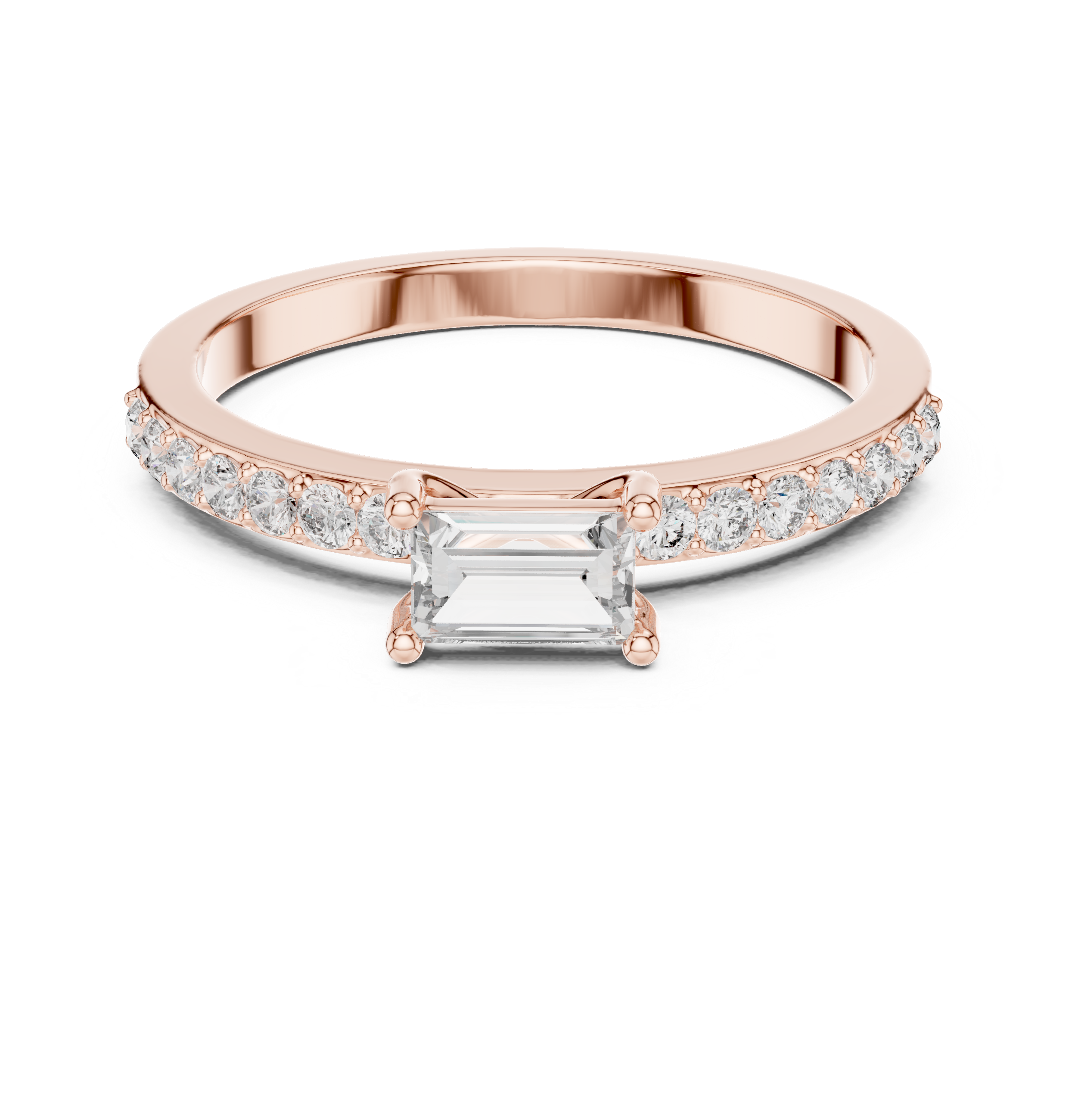 0.56 CT Baguette Cut Diamond Hidden Halo Engagement Ring